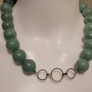 Large Faux Pearl Green Necklace
